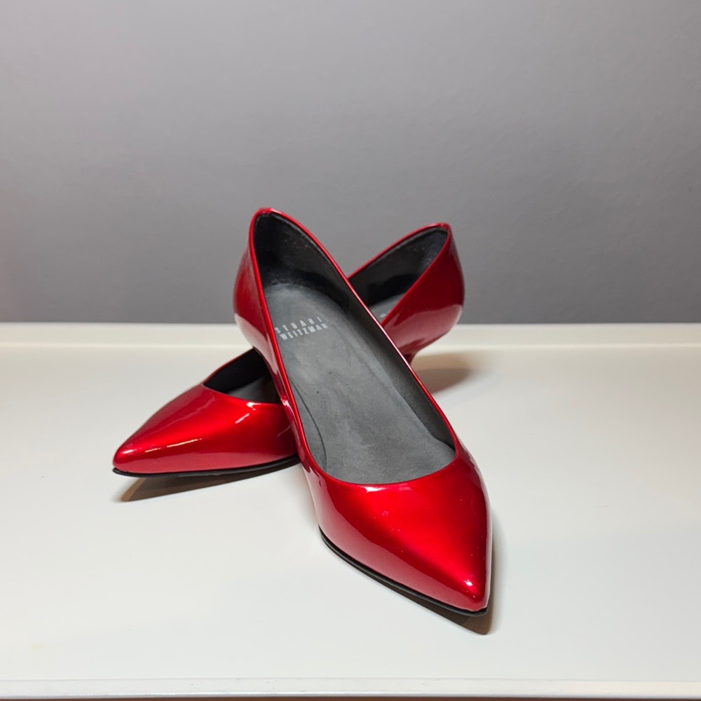 Stuart Weitzman Shiny Scarlet Pumps